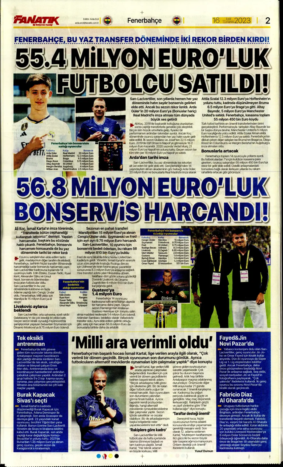 "Süper Lig'de transfer rekoru" | Sporun Manşetleri - 2