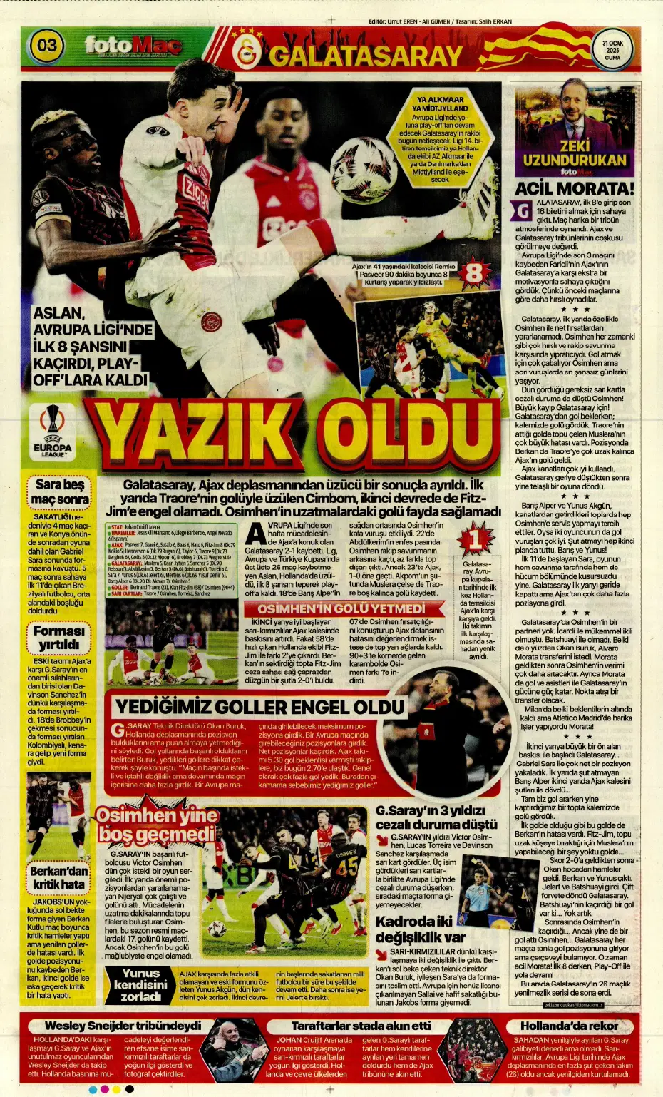 "Galatasaray ve Fenerbahçe play, Beşiktaş off" | Sporun manşetleri - 10
