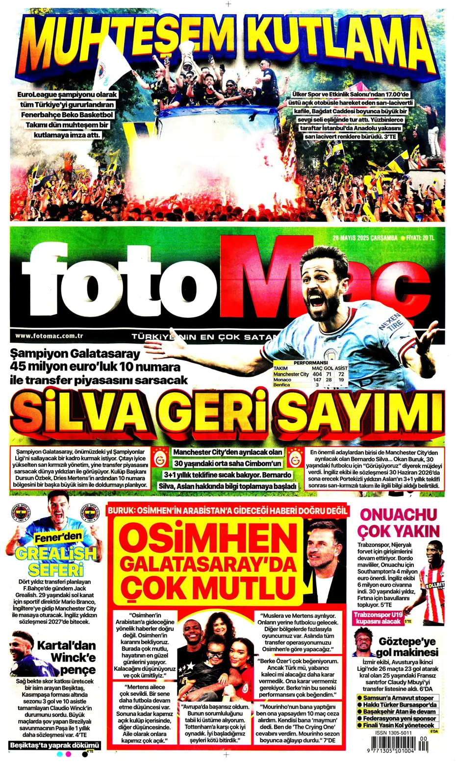 "Bernardo Silva'dan Aslan'a mesaj" | Sporun manşetleri - 5