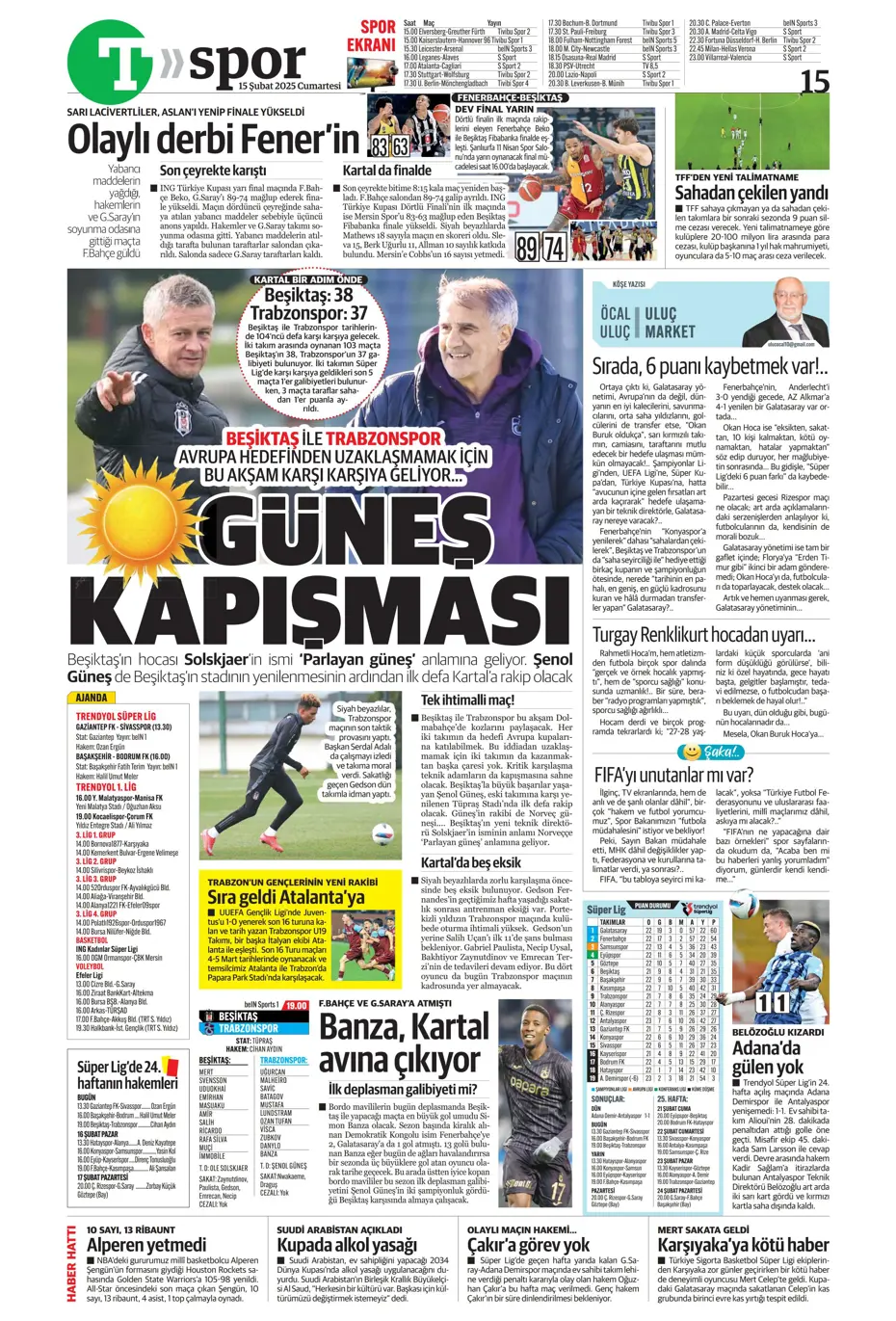 "Cimbom'da OHAL ilanı" | Sporun manşetleri (15 Şubat 2025) - 40