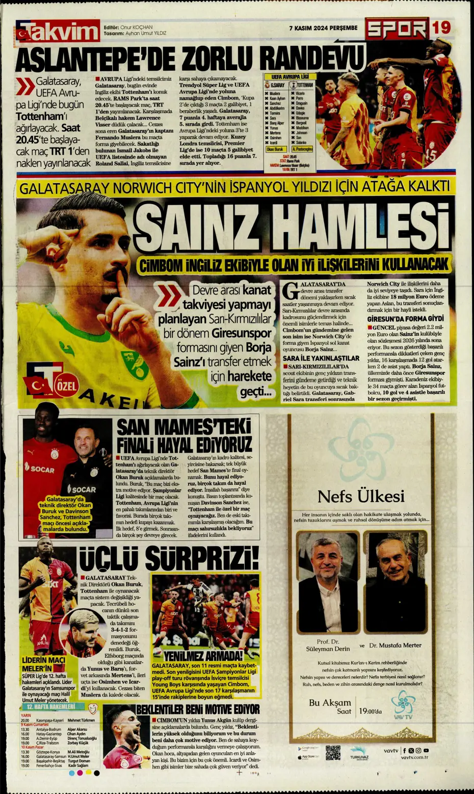 "Fenerbahçe'den Boca Juniors'a rest" | Sporun manşetleri (7 Kasım 2024) - 27