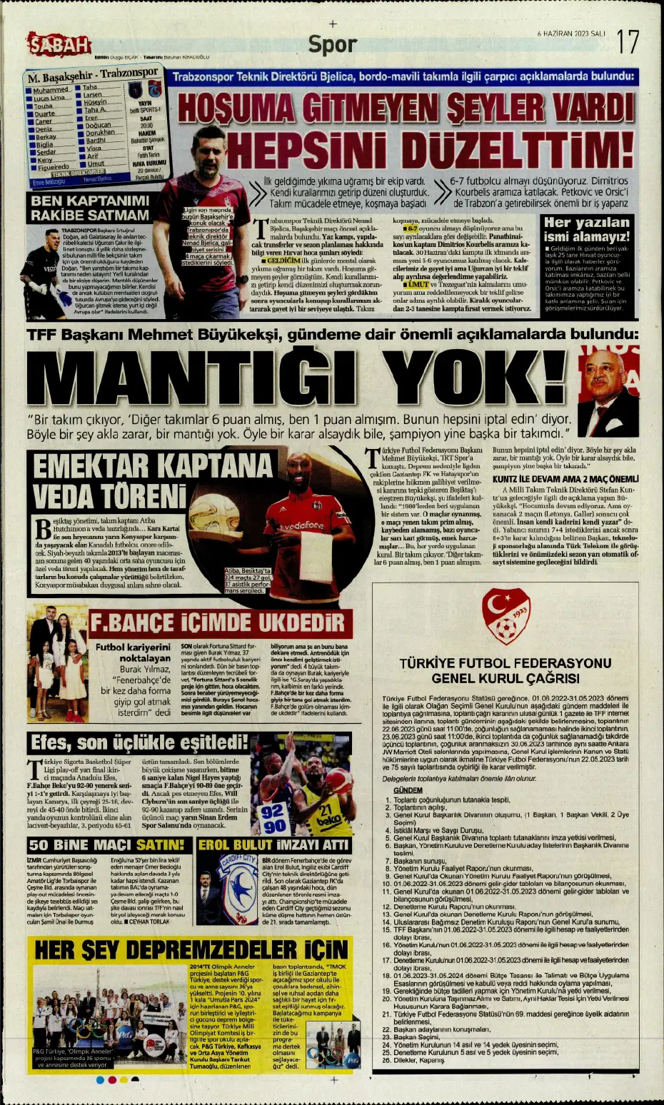 "Devler Ligi'ne süper Aslan" | Sporun manşetleri (6 Haziran 2023) - 16