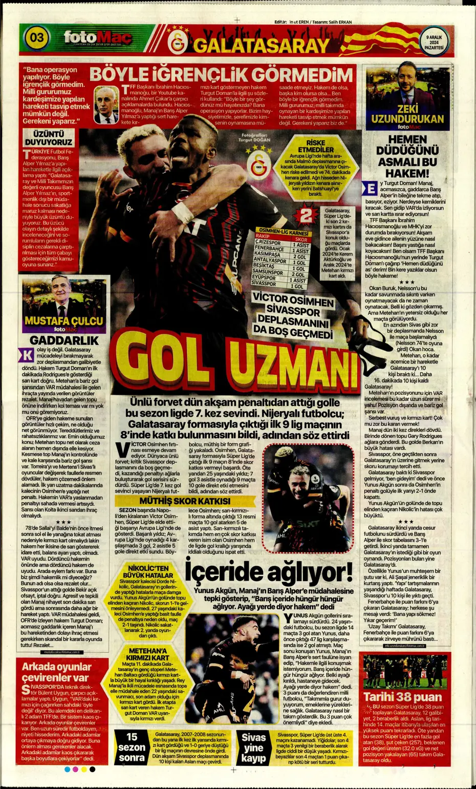 "Hakem katliamı" | Sporun manşetleri - 11 "Hakem katliamı" | Sporun manşetleri - 11