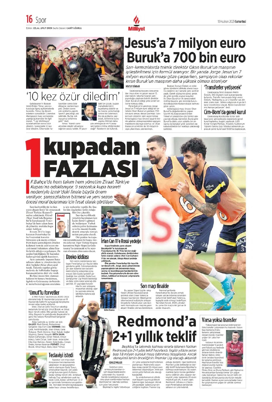 "Nelsson'un yerine Merih Demiral" | Sporun manşetleri (10 Haziran 2023) - 14