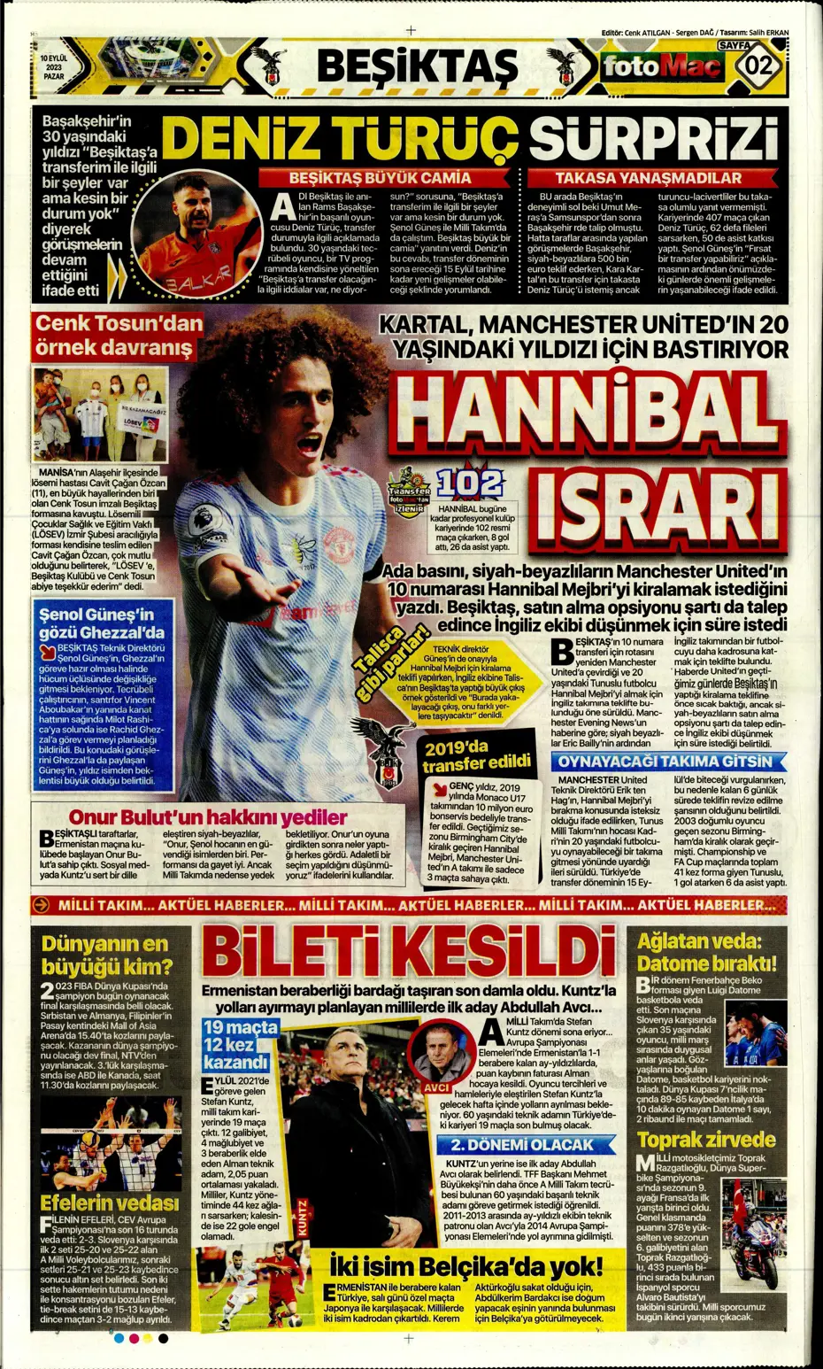 "Kuntz gidiyor, Avcı geliyor" | Sporun manşetleri (10 Eylül 2023) - 10