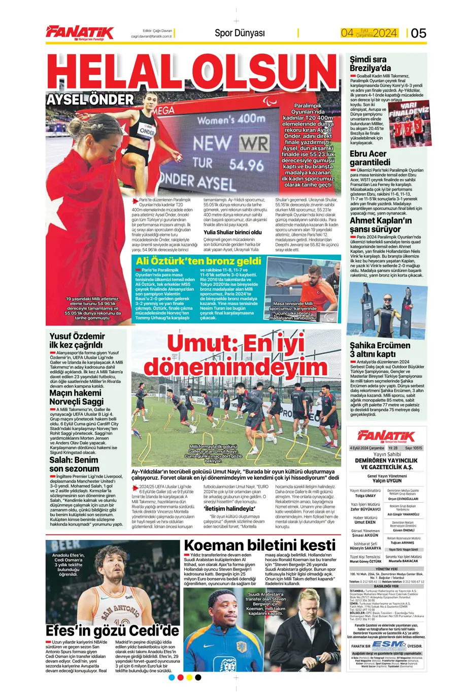 "Dünya Osimhen'i konuşuyor" | Sporun manşetleri (4 Eylül 2024) - 8