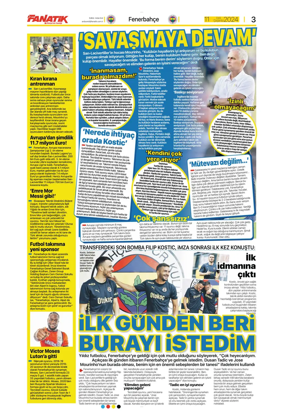 "Icardi müjdesi" | Sporun manşetleri (11 Eylül 2024) - 5 "Icardi müjdesi" | Sporun manşetleri (11 Eylül 2024) - 5