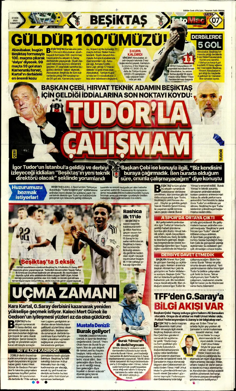 "Ateş gibi derbi" | Sporun manşetleri (21 Ekim 2023) - 10