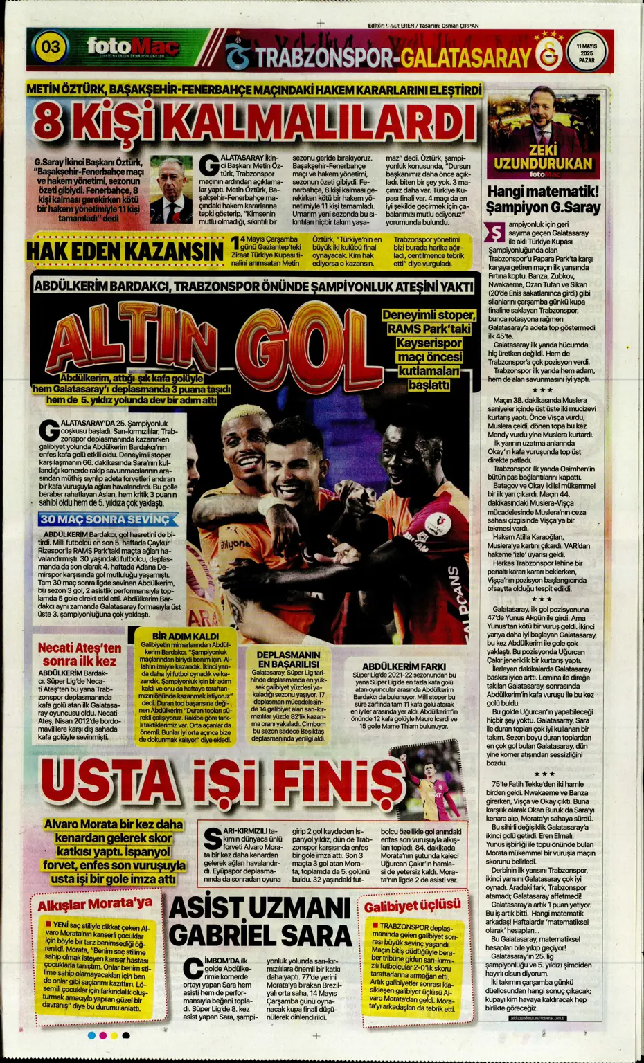 "Cimbom şampiyo..." | Sporun manşetleri - 10