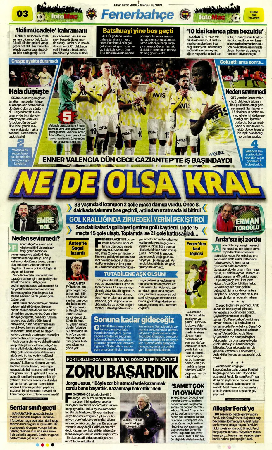 Sporun Manşetleri (16 Ocak 2023) - 17