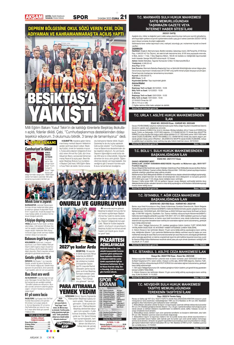 "Chelsea'nin sol beki Aslan'a" | Sporun manşetleri (3 Kasım 2023) - 2