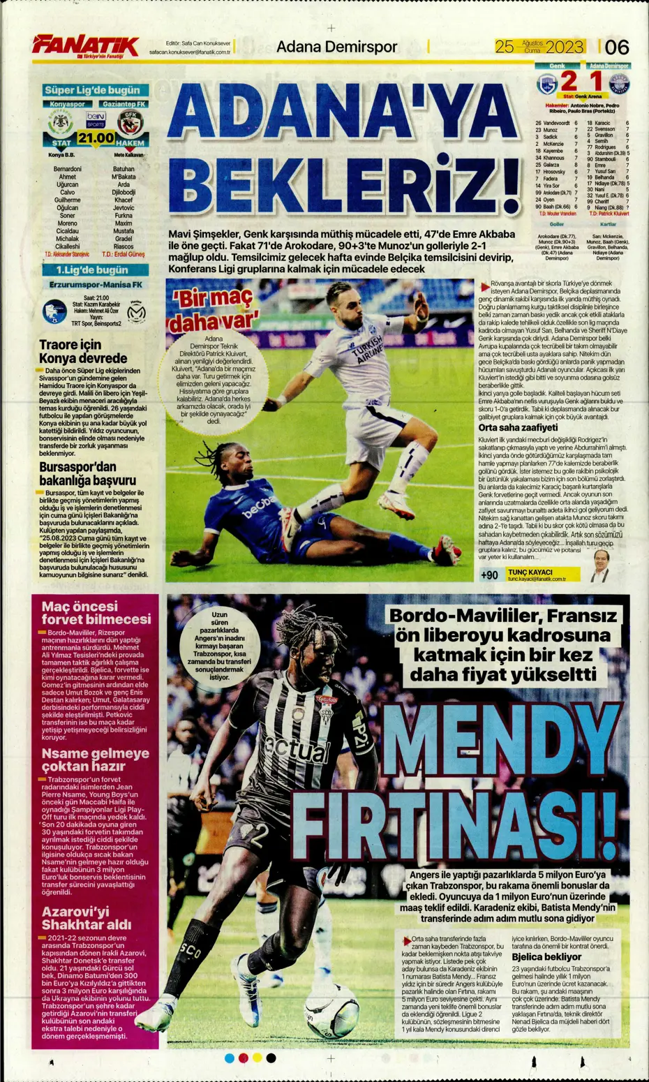 "Fenerbahçe'den 5'i 1 yerde" | Sporun manşetleri (25 Ağustos 2023) - 10