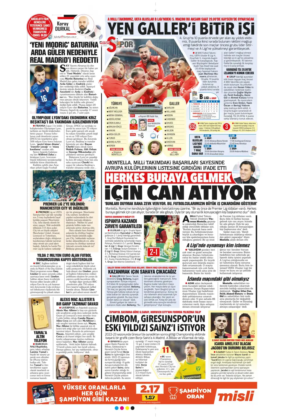 "Jorginho sürprizi" | Sporun manşetleri (16 Kasım 2024) - 11