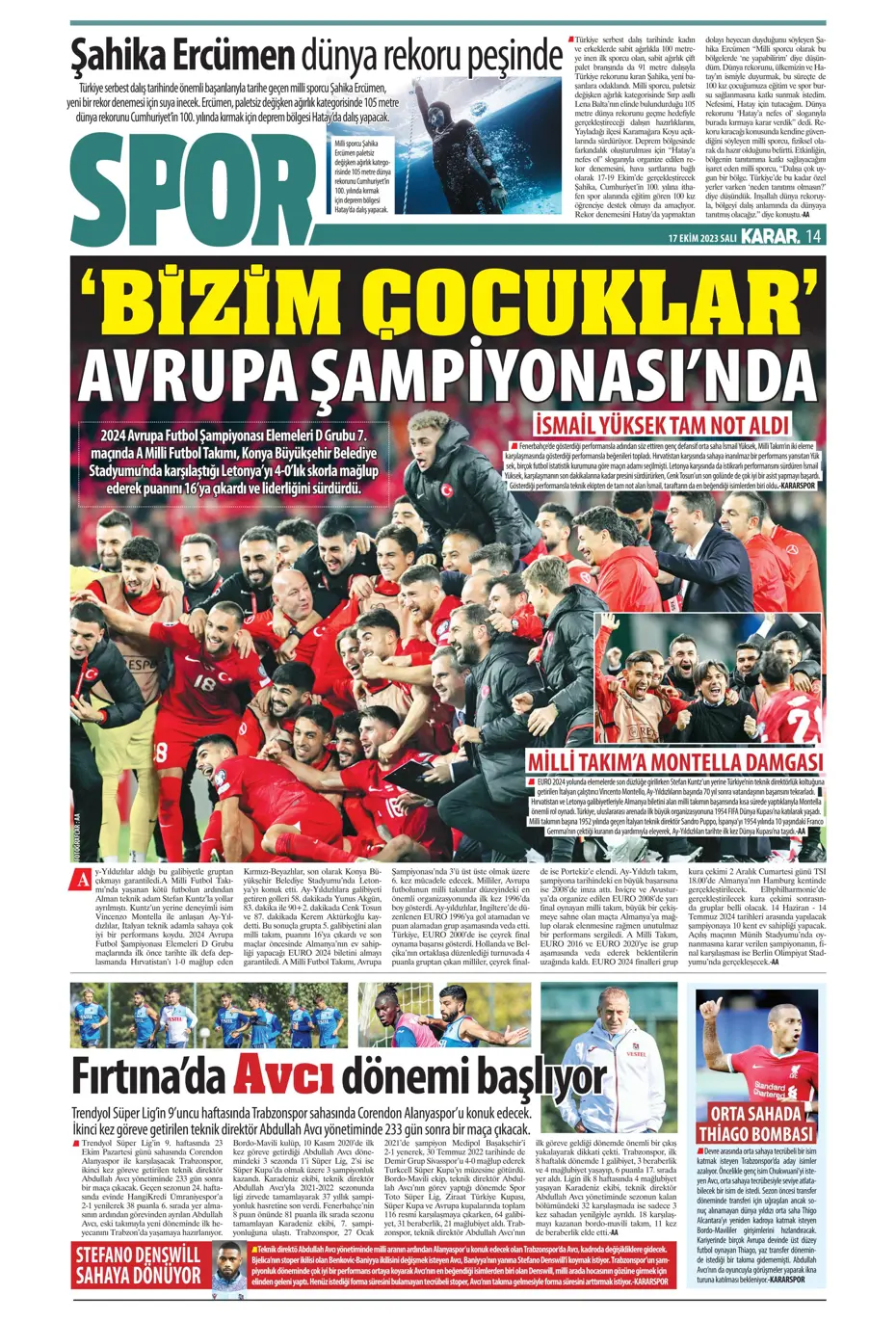 "Türk duvarı Abdülkerim Bardakcı" | Sporun manşetleri (17 Ekim 2023) - 23 "Türk duvarı Abdülkerim Bardakcı" | Sporun manşetleri (17 Ekim 2023) - 23