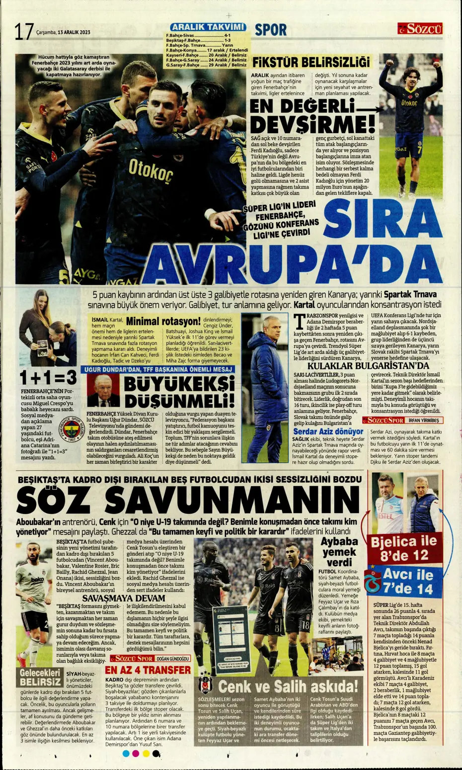 "Aslan'ın yeni yeri Avrupa Ligi" | Sporun manşetleri (13 Aralık 2023) - 25