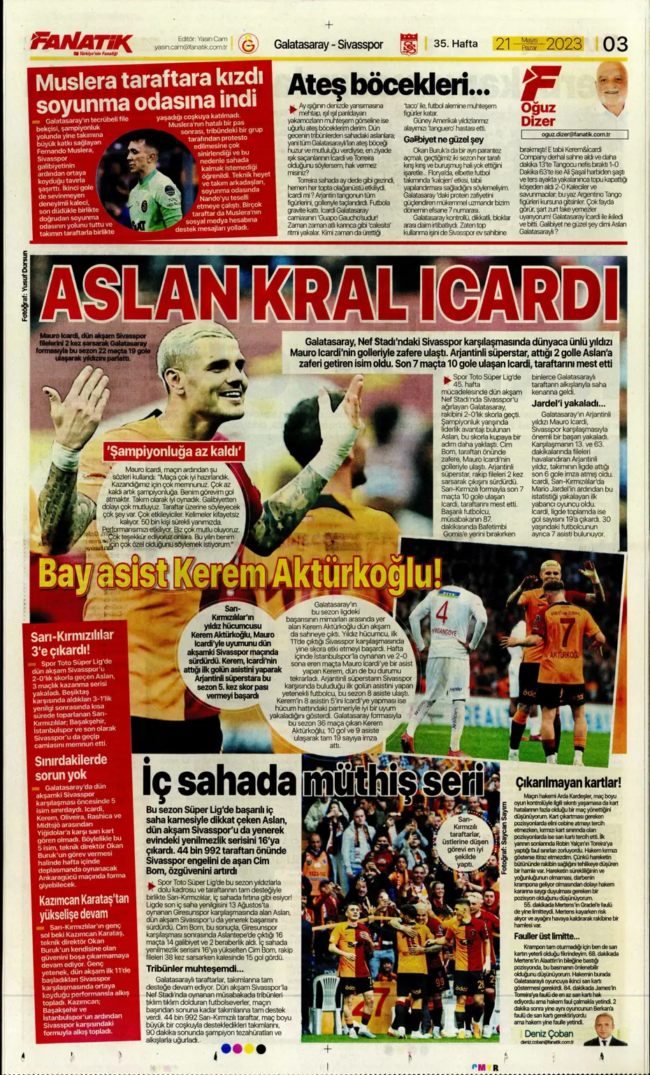 "Mauro Icardi ile 23. şampiyonluğa" Günün spor manşetleri (21 Mayıs 2023) - 5 "Mauro Icardi ile 23. şampiyonluğa" Günün spor manşetleri (21 Mayıs 2023) - 5
