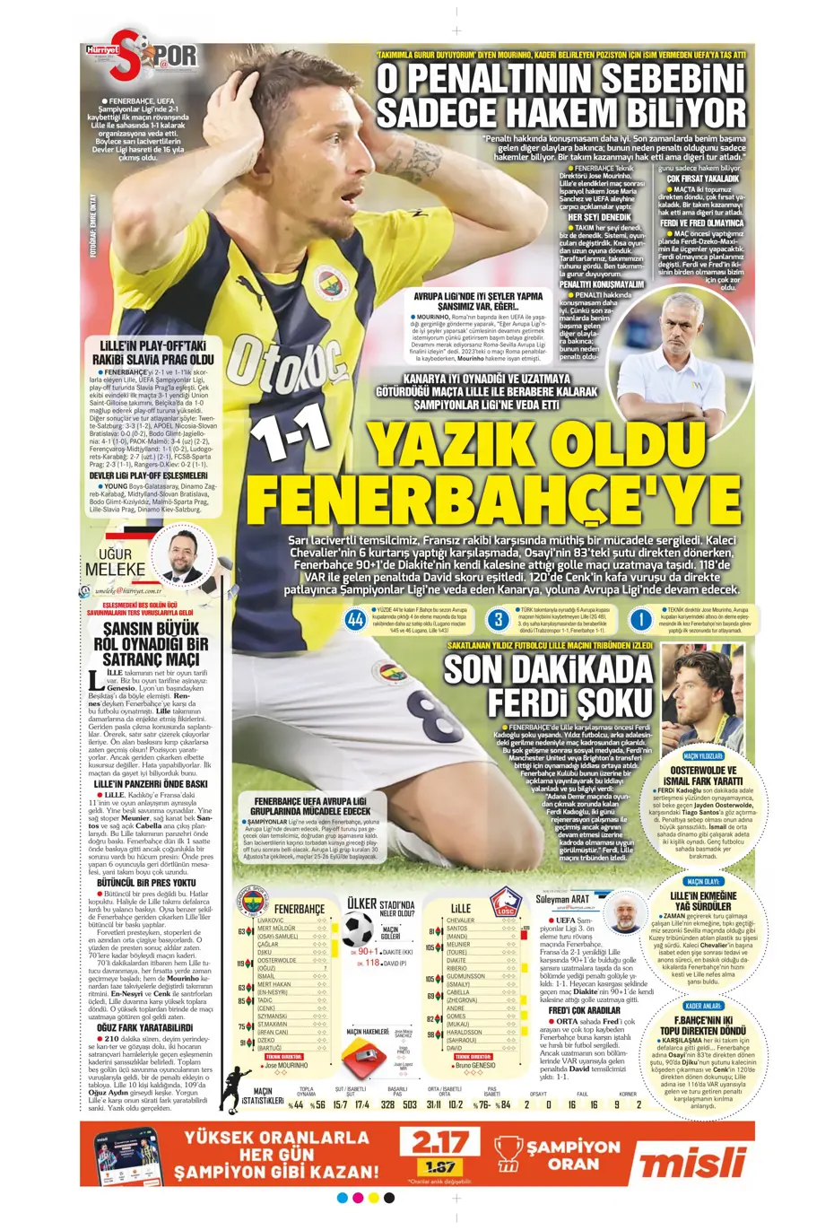 "Yüzde bin şanssızlık" | Sporun manşetleri - 15
