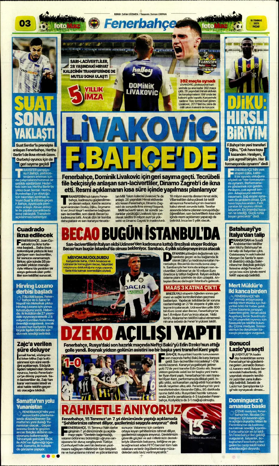 "Kale artık Livakovic'in" | Sporun Manşetleri - 7