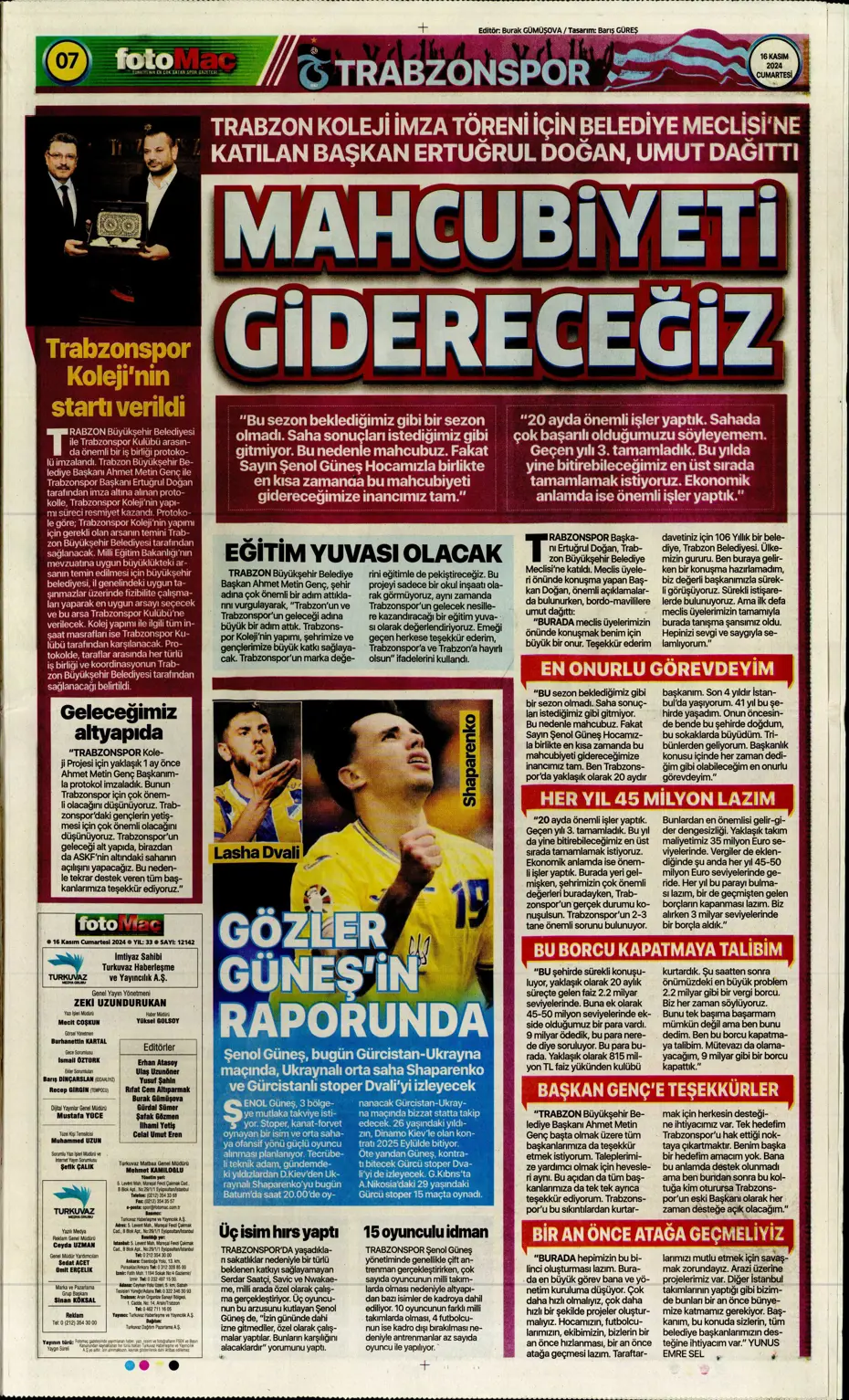 "Jorginho sürprizi" | Sporun manşetleri (16 Kasım 2024) - 10