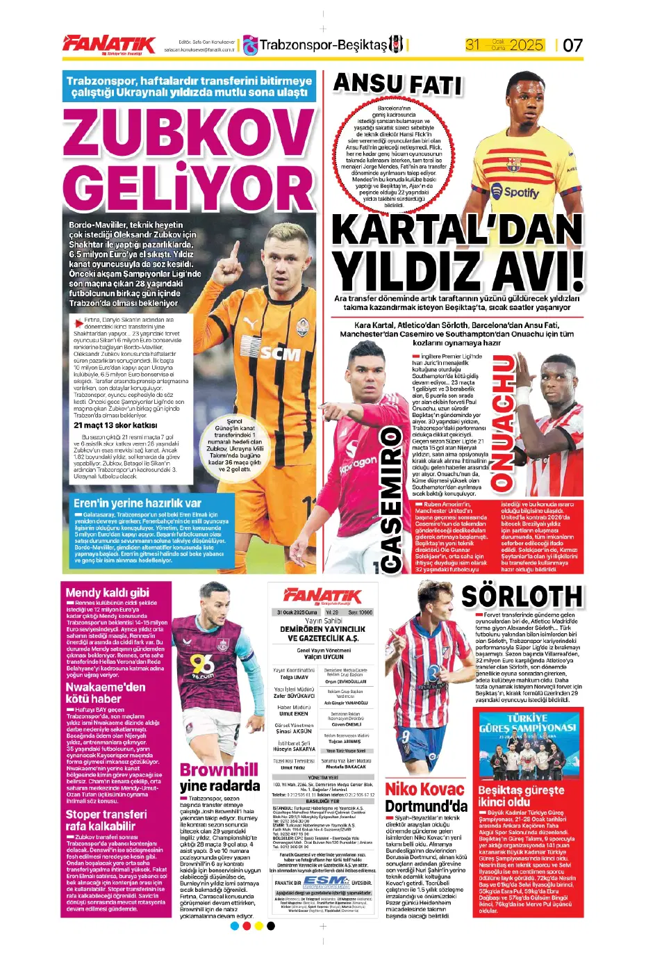 "Galatasaray ve Fenerbahçe play, Beşiktaş off" | Sporun manşetleri - 7