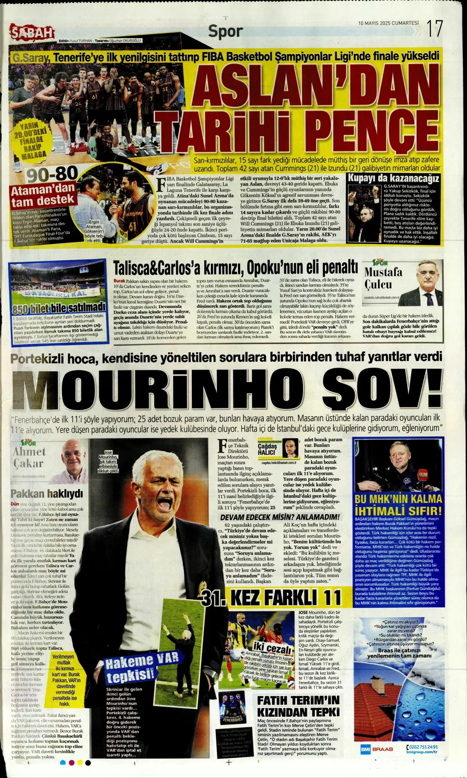 "Türkiye'de bir ilk oldu" | Sporun manşetleri (10 Mayıs 2025) - 18