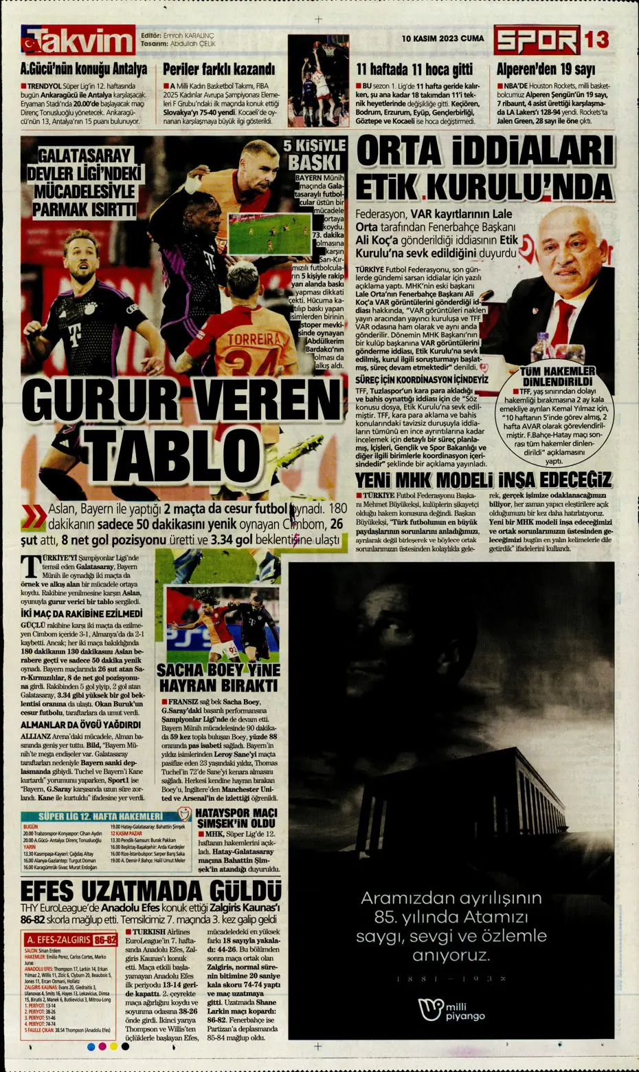 "Antonio Nobre'den skandal cevap" | Sporun manşetleri (10 Kasım 2023) - 35