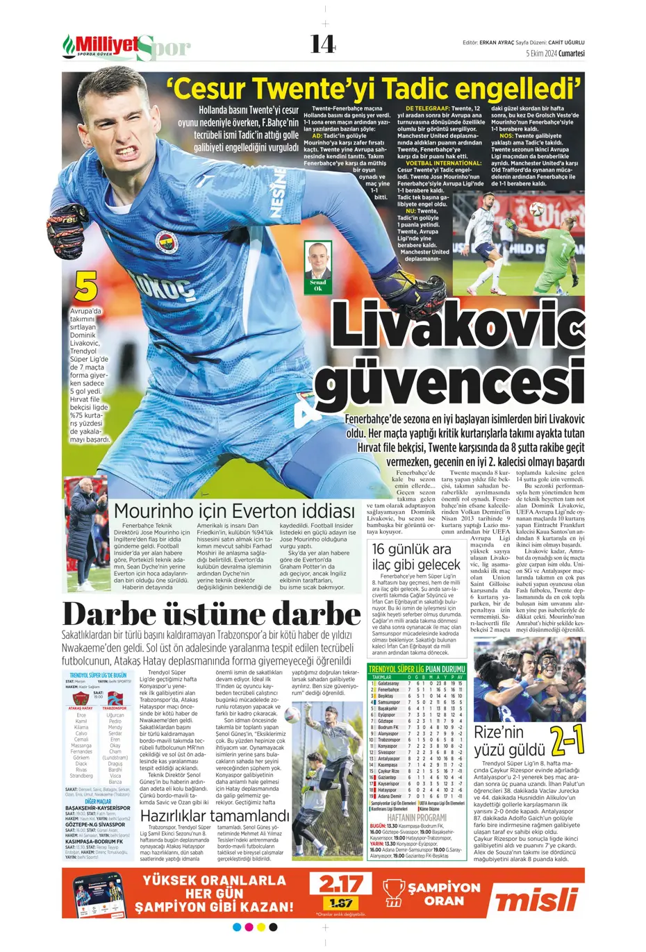 "Mourinho radara girdi" | Sporun manşetleri (5 Ekim 2024) - 20