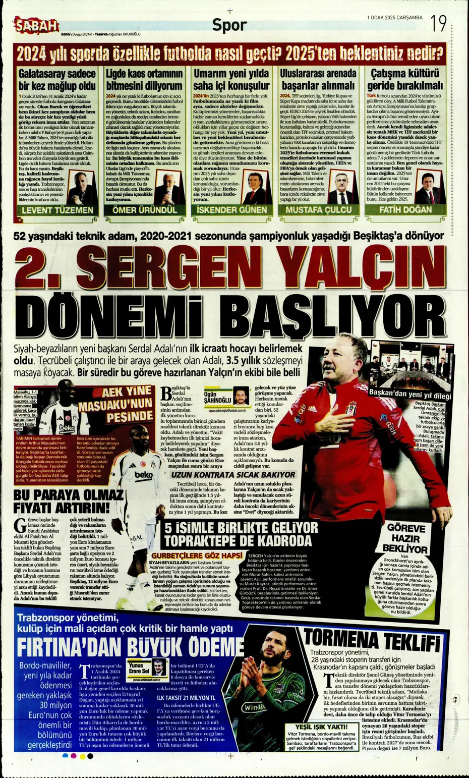 "Sergen Yalçın ve ekibi cumartesi başlıyor" | Sporun manşetleri (1 Ocak 2025) - 22