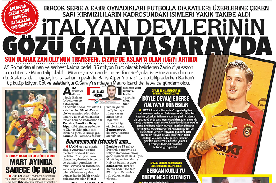 "İtalyan devlerinin gözleri Galatasaray'da" | Sporun Manşetleri