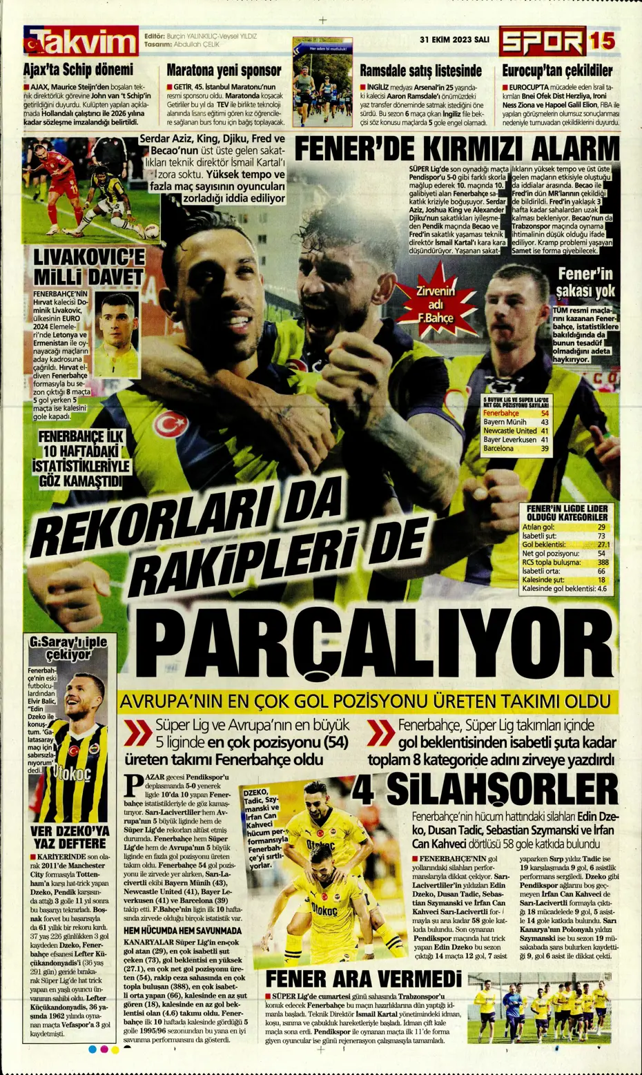 "Ne Bayern ne Barça en büyük Kanarya" | Sporun manşetleri (31 Ekim 2023) - 33
