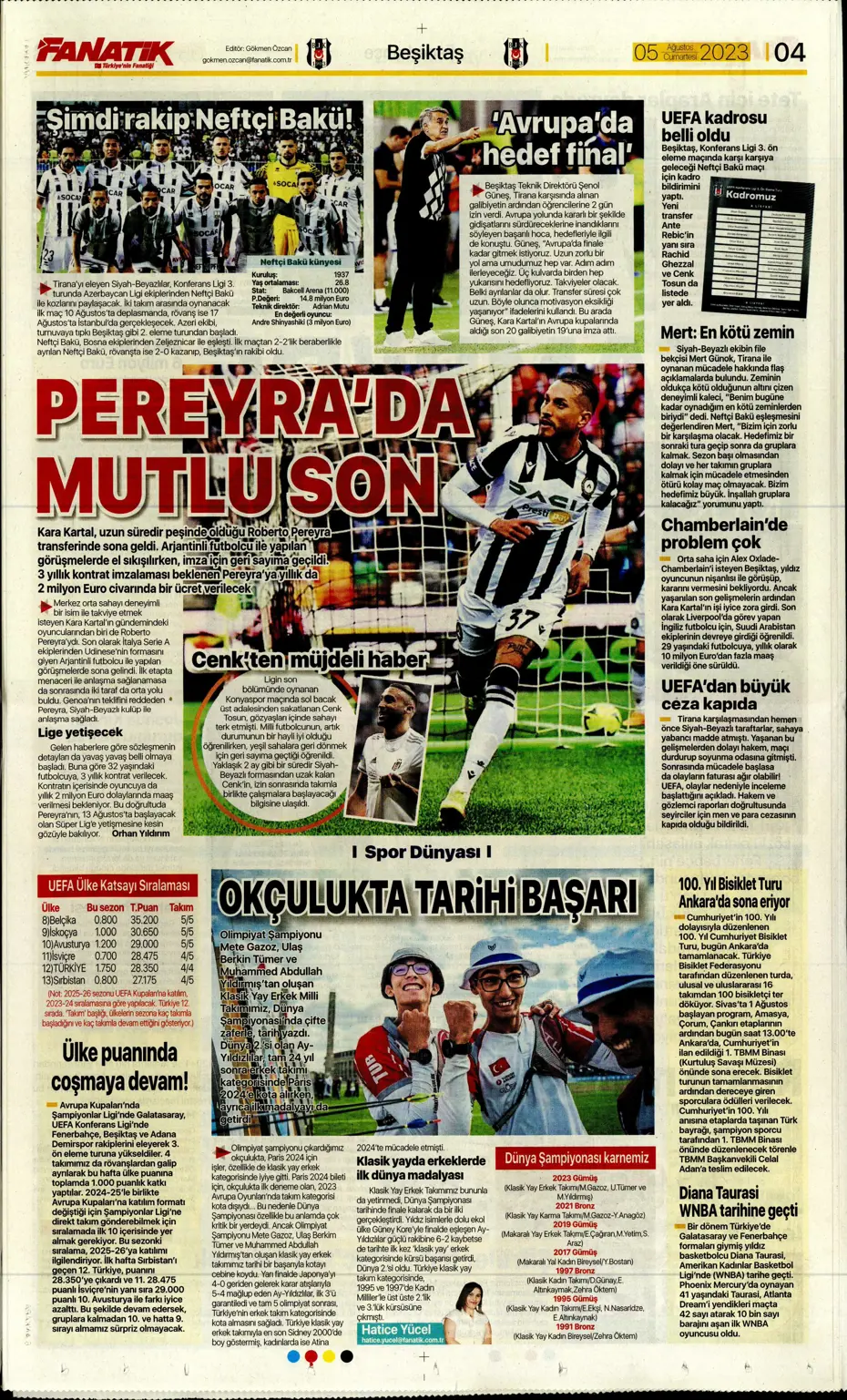 "Fener'e yıldız yağmuru" | Sporun Manşetleri (5 Ağustos 2023) - 8