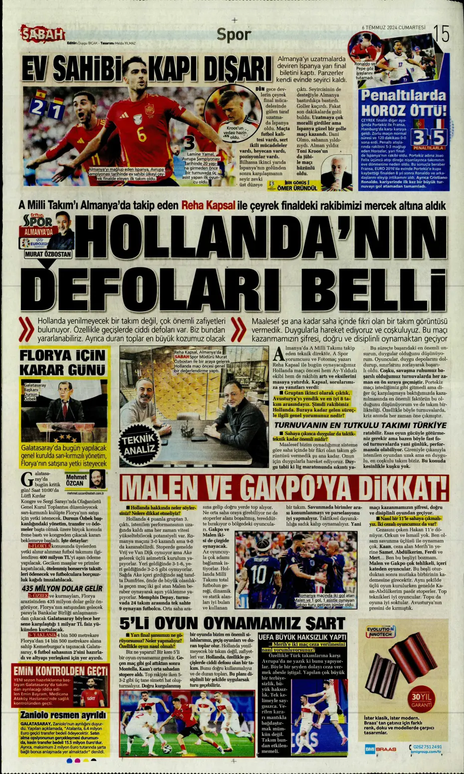 "Avrupalı selam dur! Türkler geliyor" | Sporun manşetleri (6 Temmuz 2024) - 23