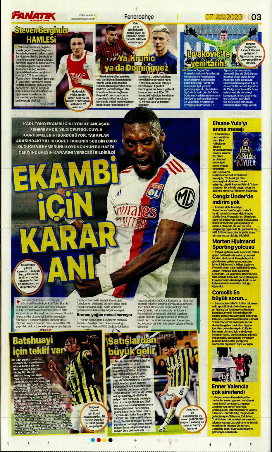 "Zaniolo gidiyor, Talisca geliyor" | Sporun manşetleri (7 Ağustos 2023) - 3 "Zaniolo gidiyor, Talisca geliyor" | Sporun manşetleri (7 Ağustos 2023) - 3