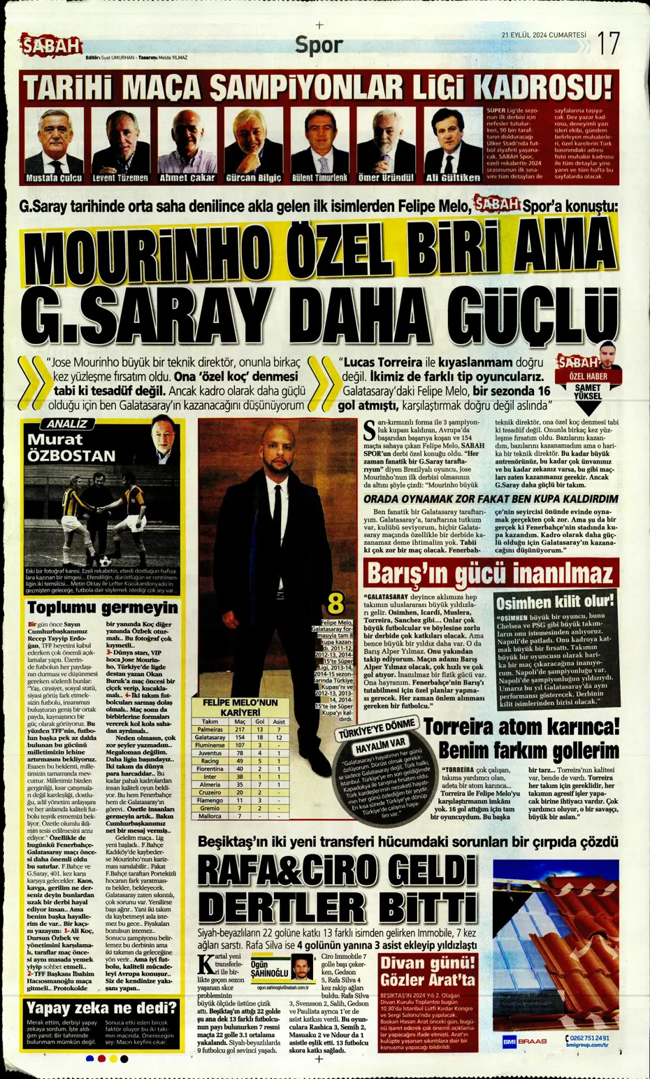 "Savunmada Fener, hücumda Aslan" | Sporun manşetleri (21 Eylül 2024) - 28