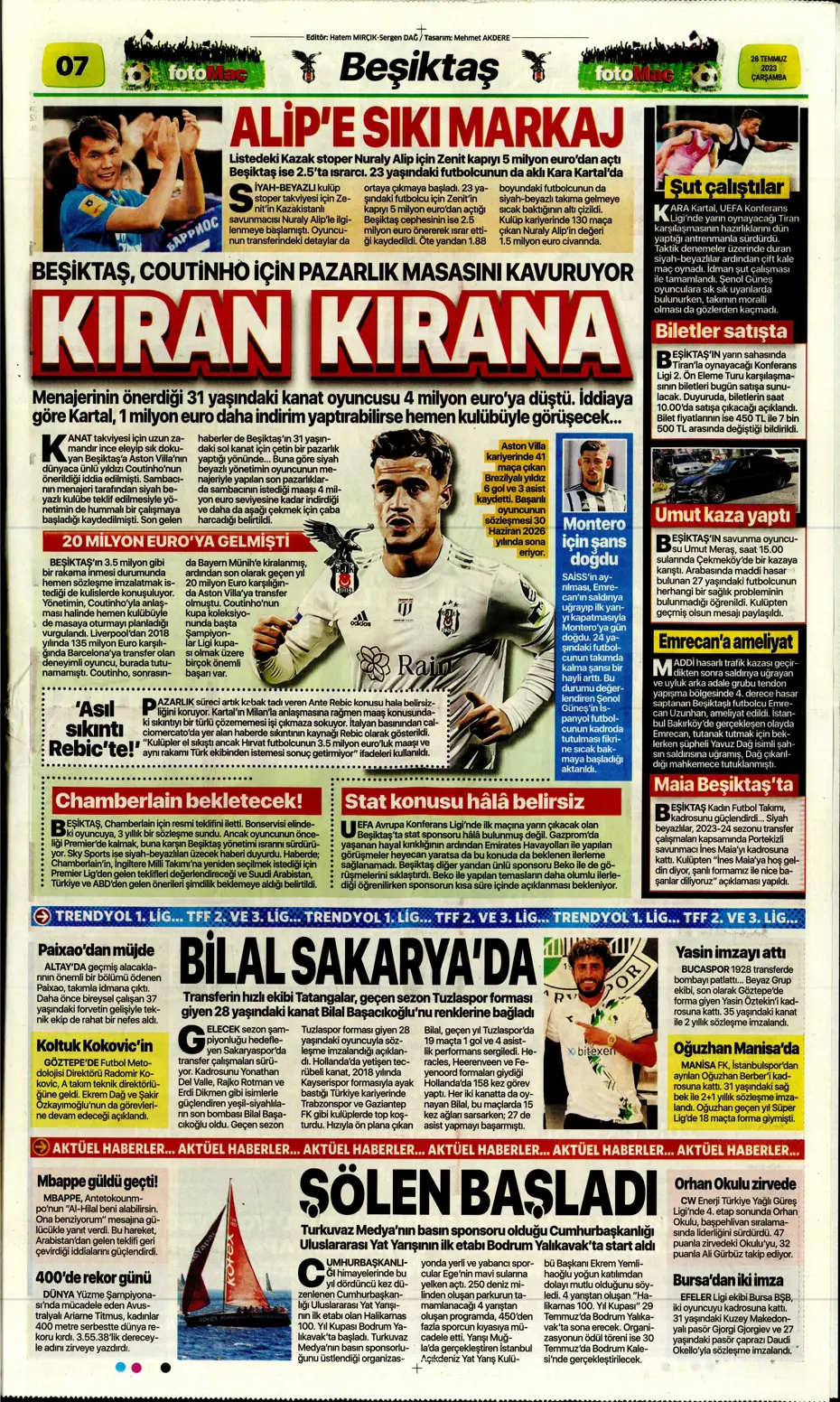 "Beşiktaş'ın istediği Rebic Fenerbahçe'ye" | Sporun manşetleri (26 Temmuz 2023) - 18