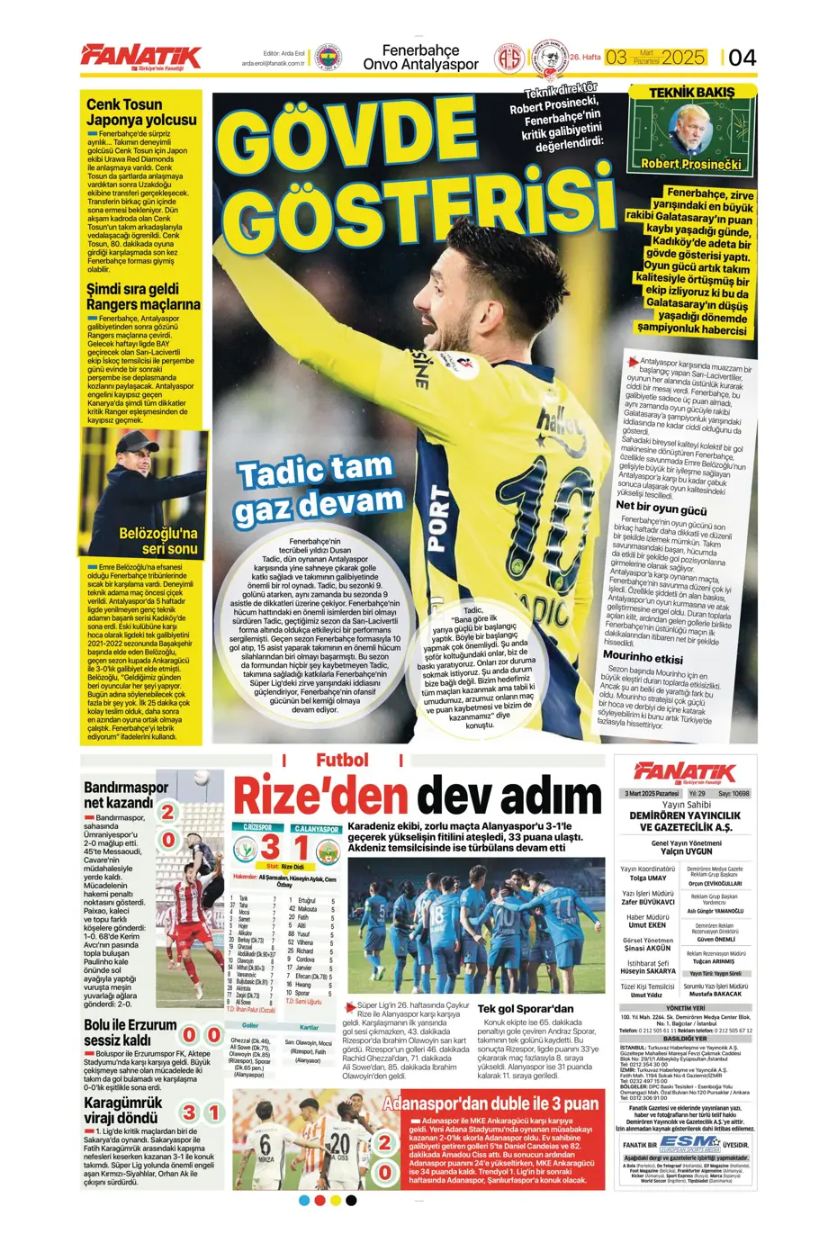 "Zirvede fark 4" | Sporun manşetleri - 6