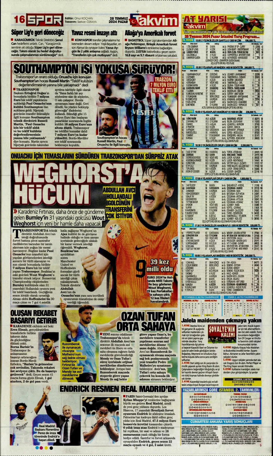"Aslan'da rota Gravenberch" | Sporun Manşetleri (28 Temmuz 2024) - 30 "Aslan'da rota Gravenberch" | Sporun Manşetleri (28 Temmuz 2024) - 30