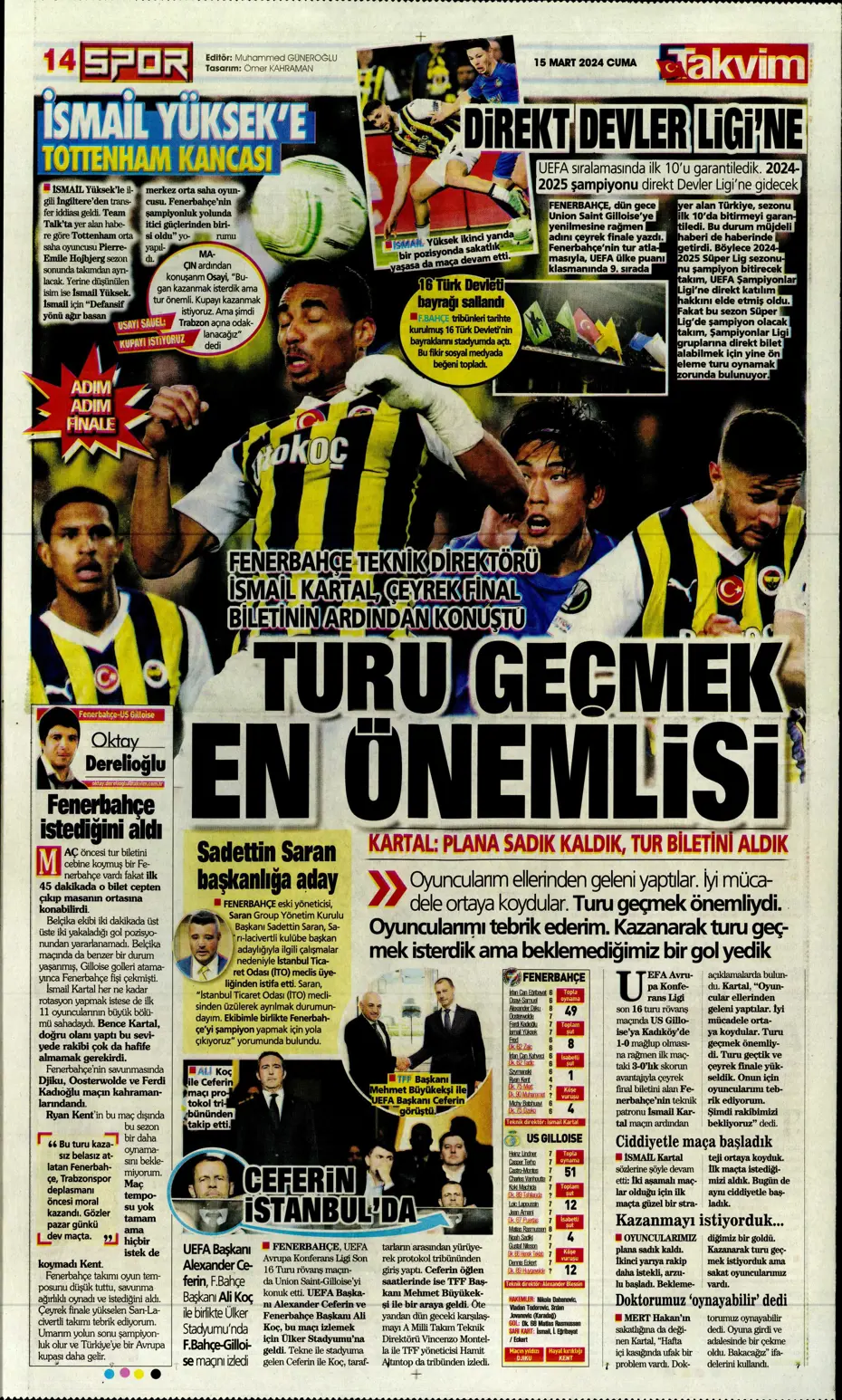 "Atina'ya 4 kaldı" | Sporun manşetleri (15 Mart 2024) - 29 "Atina'ya 4 kaldı" | Sporun manşetleri (15 Mart 2024) - 29