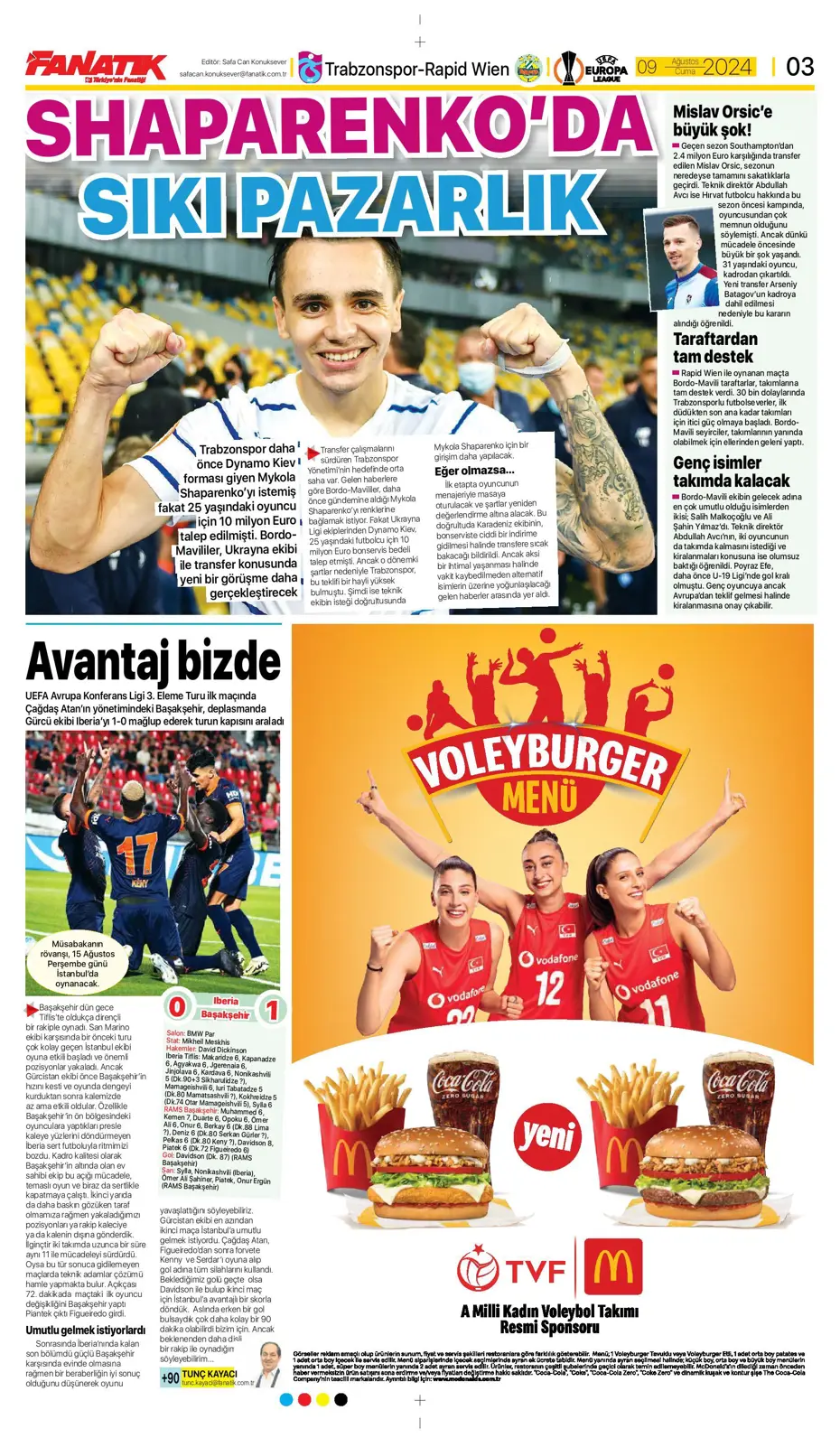 "Sahne şampiyonun" | Sporun manşetleri (9 Ağustos 2024) - 6