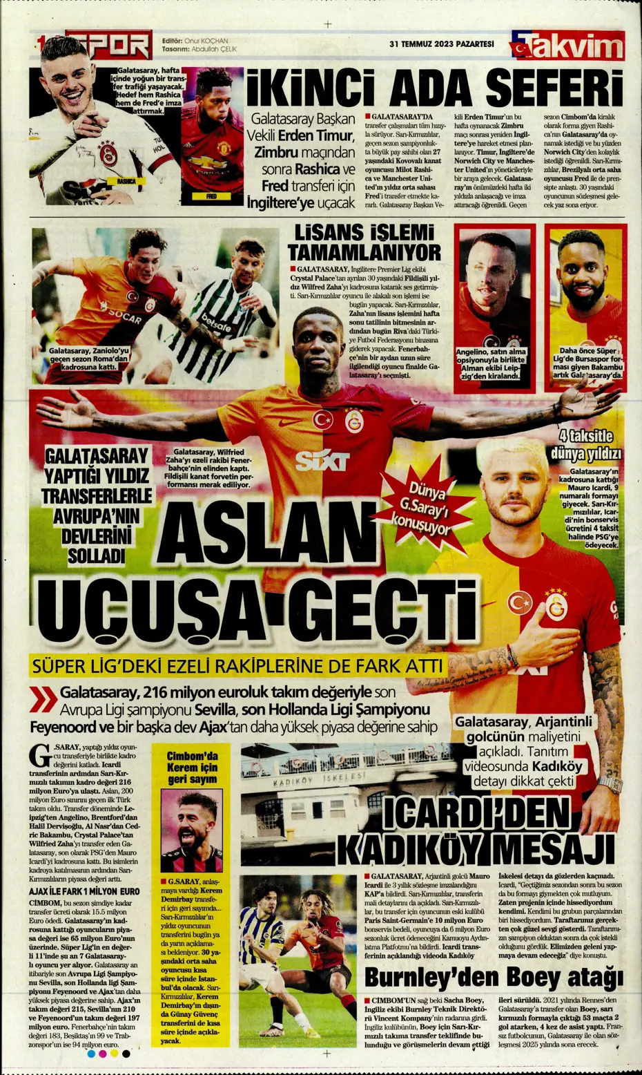 "Zaha'nın rövanşı Felix" | Sporun Manşetleri (31 Temmuz 2023) - 31