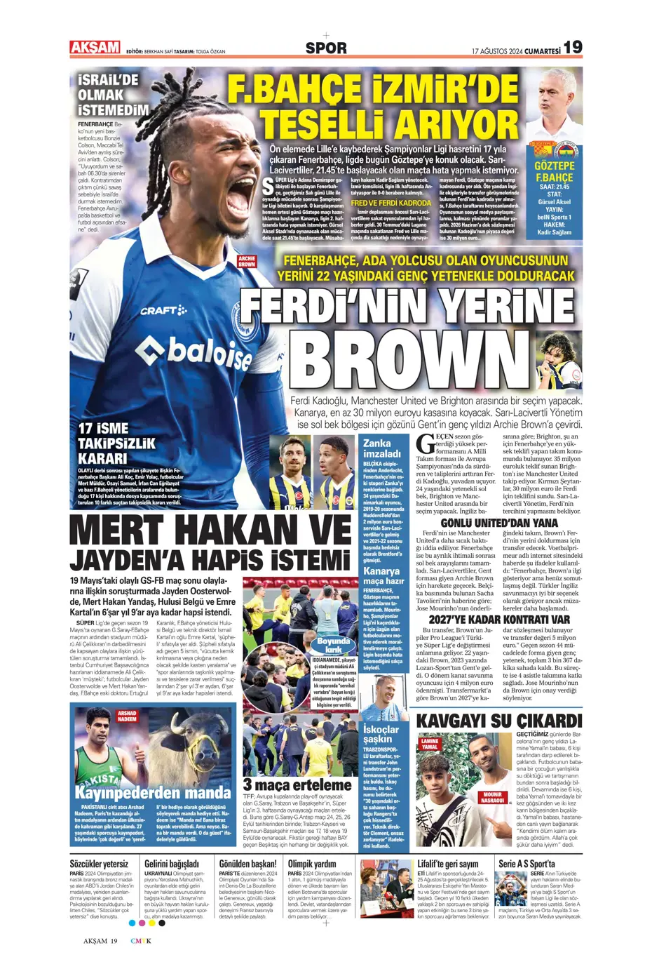 "Fenerbahçe, Fred'in alternatifini buldu" | Sporun manşetleri - 2 "Fenerbahçe, Fred'in alternatifini buldu" | Sporun manşetleri - 2