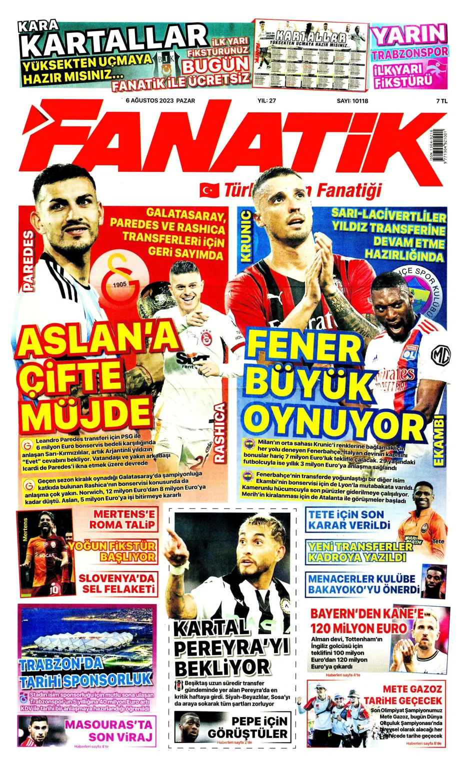 "Fener'e dünya yıldızı" | Sporun Manşetleri (6 Ağustos 2023) - 6