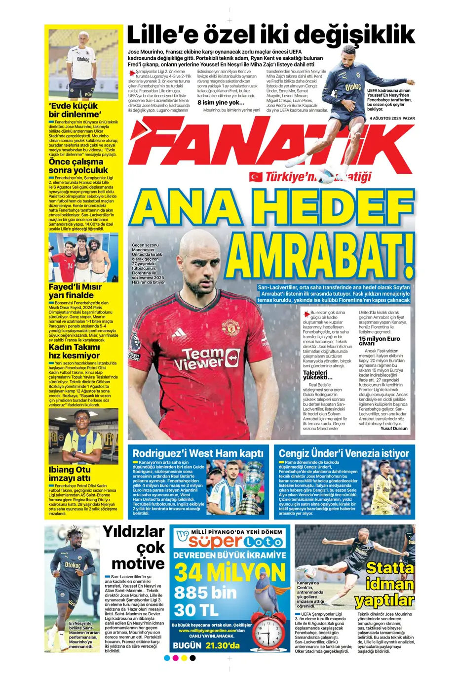 "Fenerbahçe'den nokta atışı transfer" | Sporun manşetleri - 8 "Fenerbahçe'den nokta atışı transfer" | Sporun manşetleri - 8