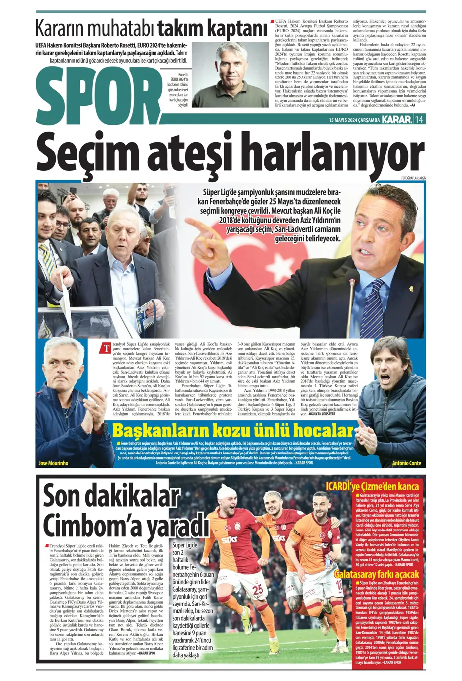 "Mourinho'ya 100 milyon euro" | Sporun manşetleri (15 Mayıs 2024) - 13