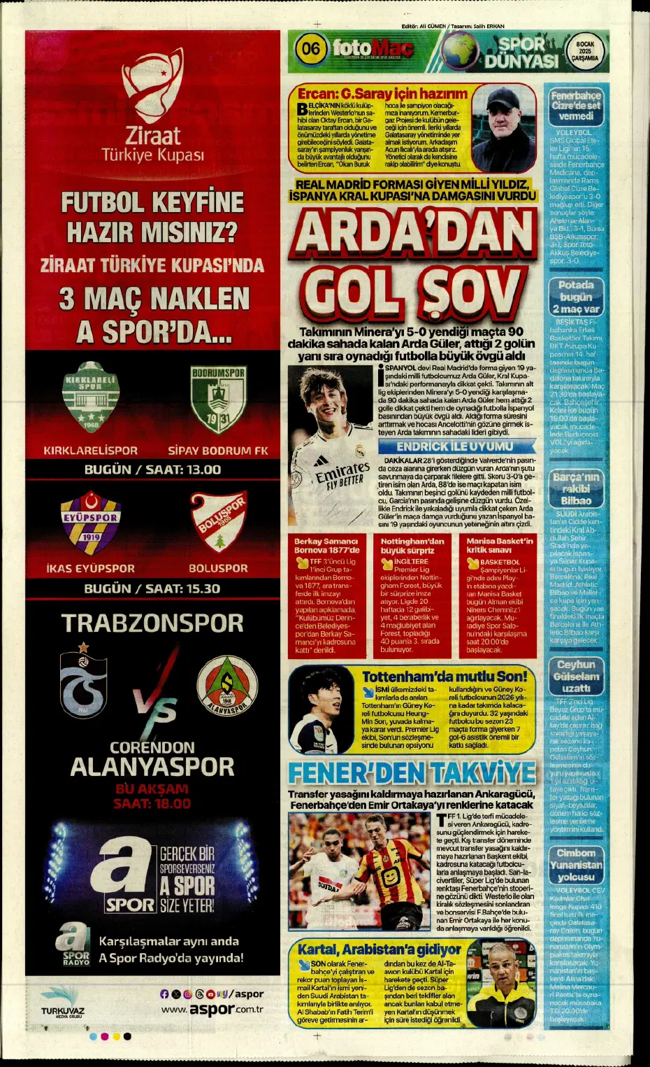 "Fenerbahçe'de büyük gün" | Sporun manşetleri (8 Ocak 2025) - 12 "Fenerbahçe'de büyük gün" | Sporun manşetleri (8 Ocak 2025) - 12