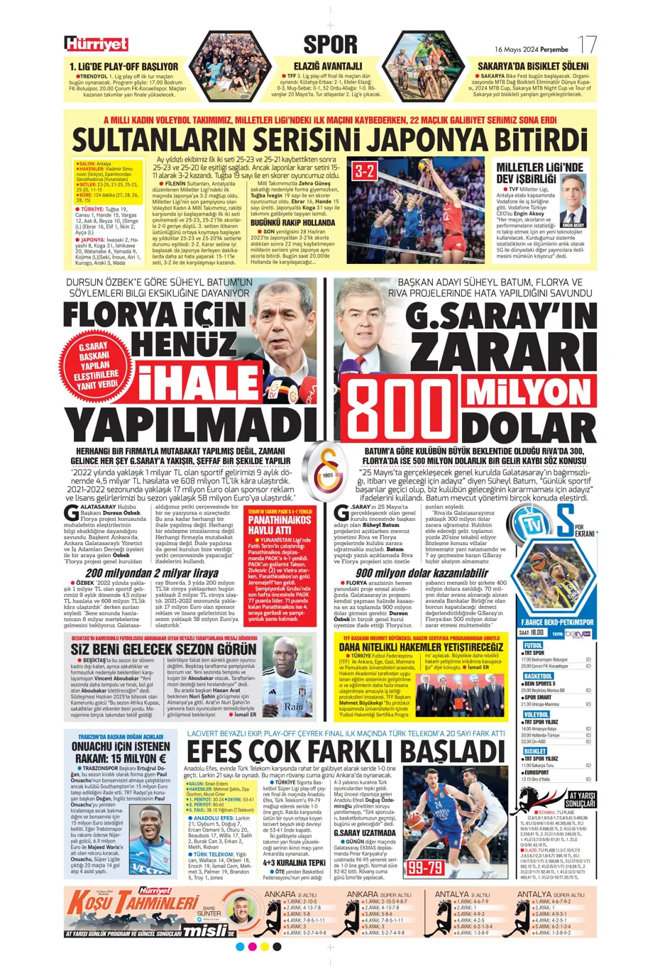 "İlk hedef Preciado" | Sporun manşetleri (16 Mayıs 2024) - 11
