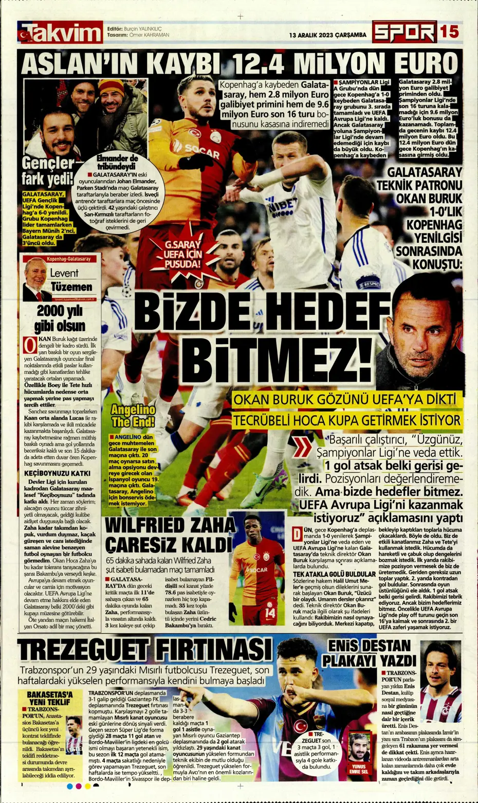 "Aslan'ın yeni yeri Avrupa Ligi" | Sporun manşetleri (13 Aralık 2023) - 29
