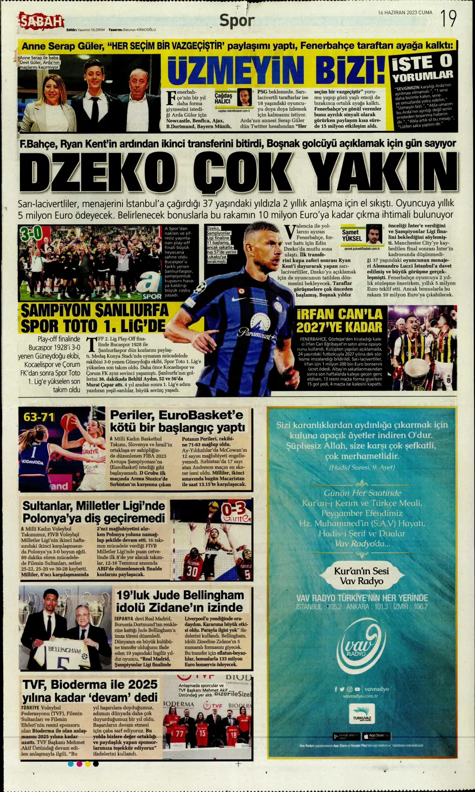 "Dzeko çok yakın" Sporun manşetleri (16 Haziran 2023) - 15 "Dzeko çok yakın" Sporun manşetleri (16 Haziran 2023) - 15