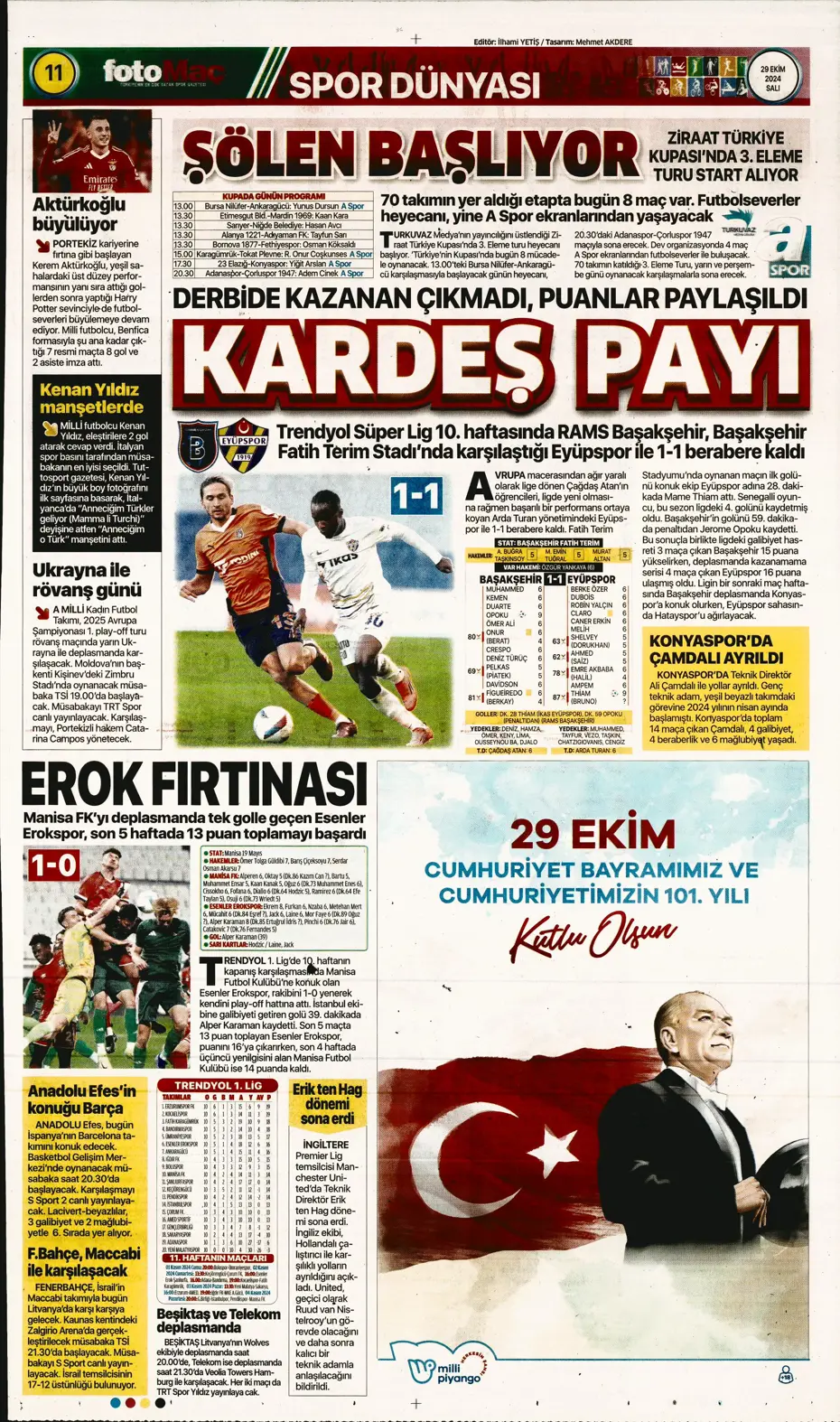 "Cimbom zirvede tek başına" | Sporun manşetleri (29 Ekim 2024) - 15 "Cimbom zirvede tek başına" | Sporun manşetleri (29 Ekim 2024) - 15