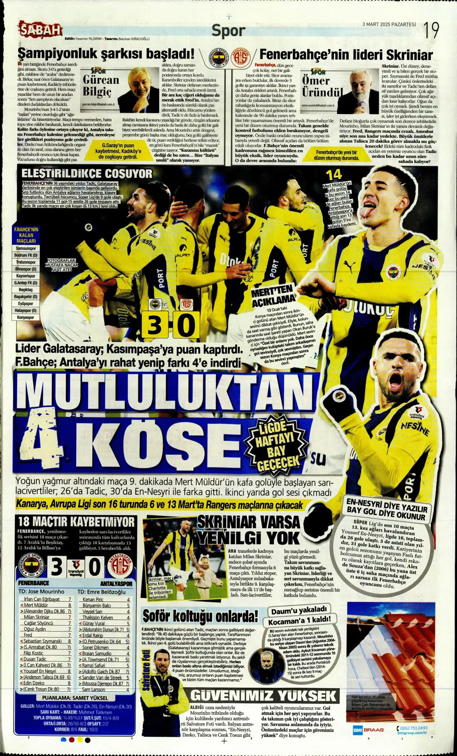 "Zirvede fark 4" | Sporun manşetleri - 26